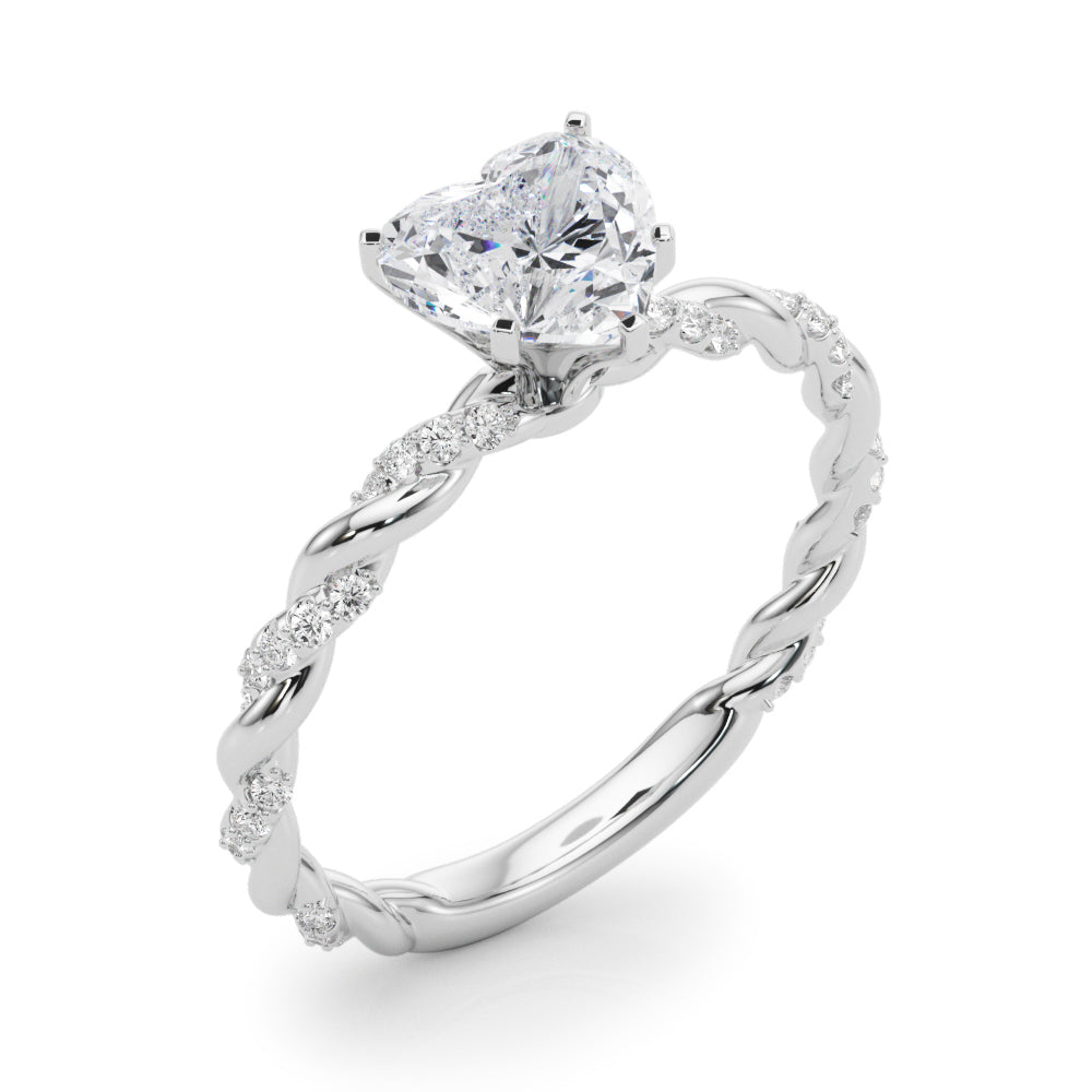Romantic With Twisted Shank Round Diamond Engagement Ring — 9K/18K Gold & Platinum