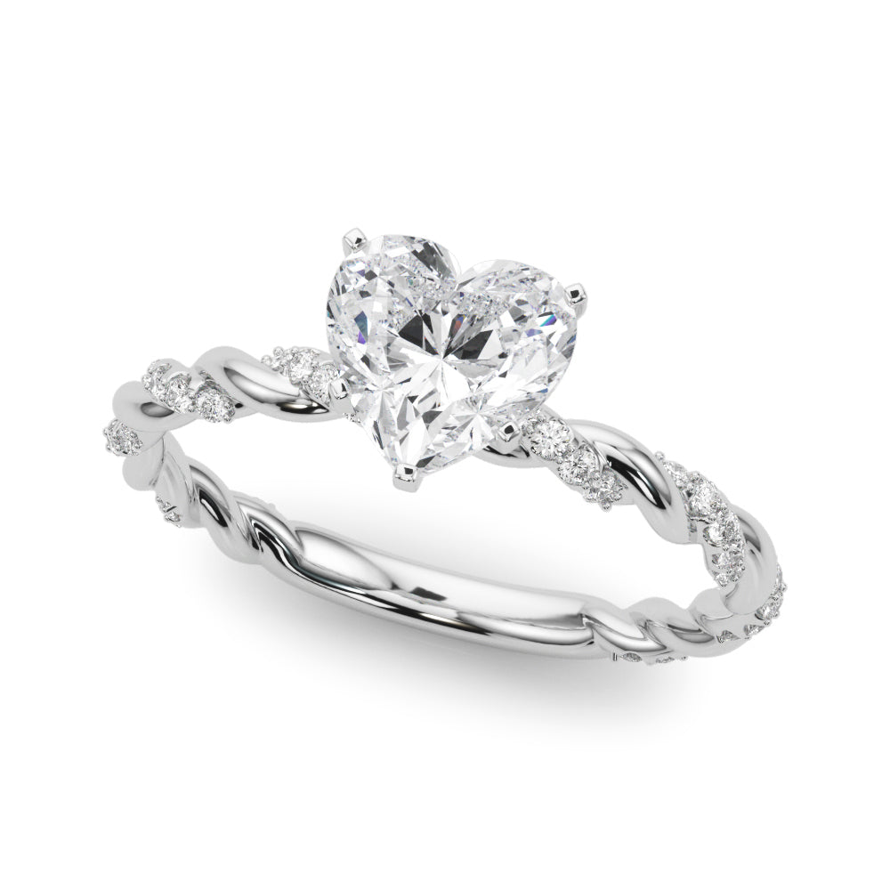 Romantic With Twisted Shank Round Diamond Engagement Ring — 9K/18K Gold & Platinum