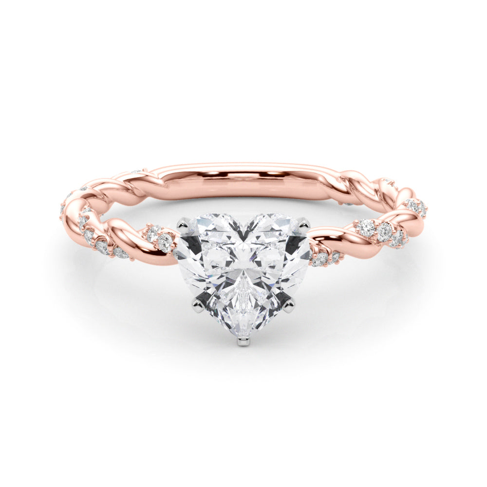 Romantic With Twisted Shank Round Diamond Engagement Ring — 9K/18K Gold & Platinum