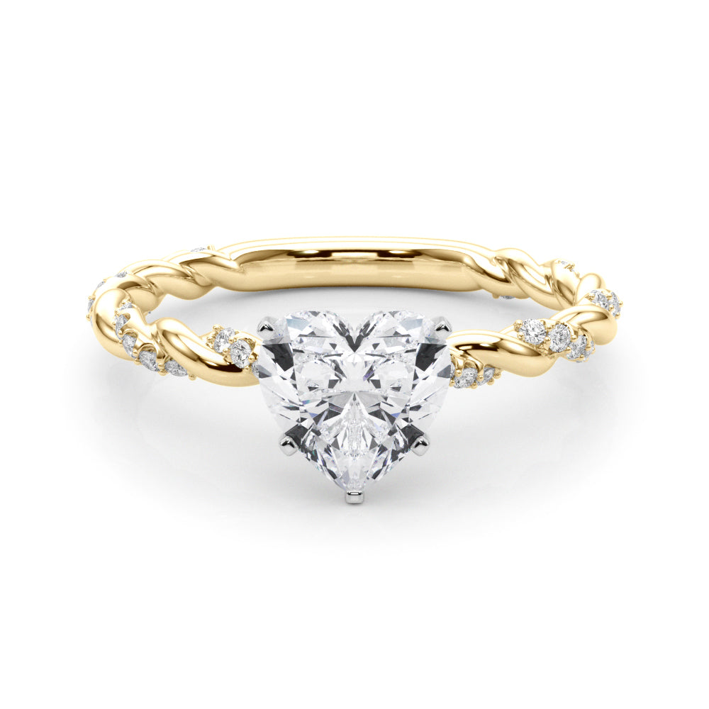 Romantic With Twisted Shank Round Diamond Engagement Ring — 9K/18K Gold & Platinum