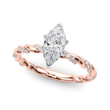 Romantic With Twisted Shank Round Diamond Engagement Ring — 9K/18K Gold & Platinum