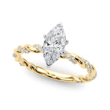 Romantic With Twisted Shank Round Diamond Engagement Ring — 9K/18K Gold & Platinum