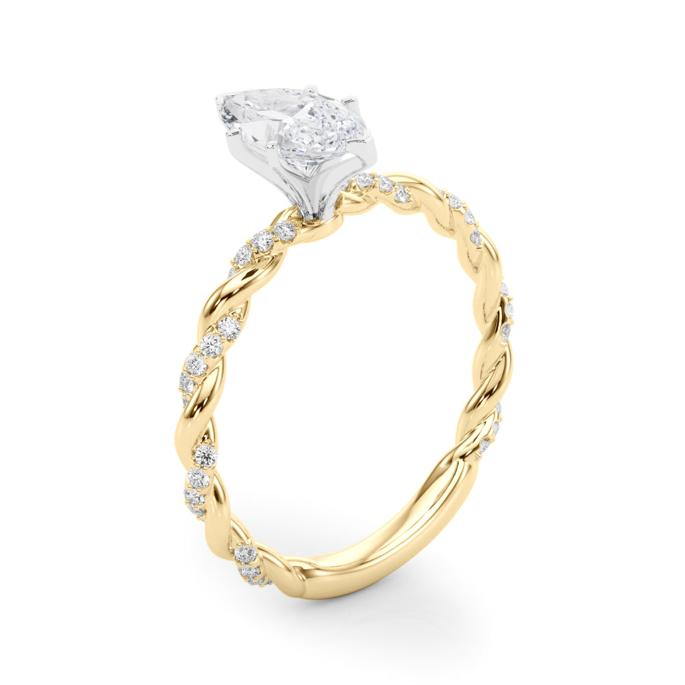 Romantic With Twisted Shank Round Diamond Engagement Ring — 9K/18K Gold & Platinum