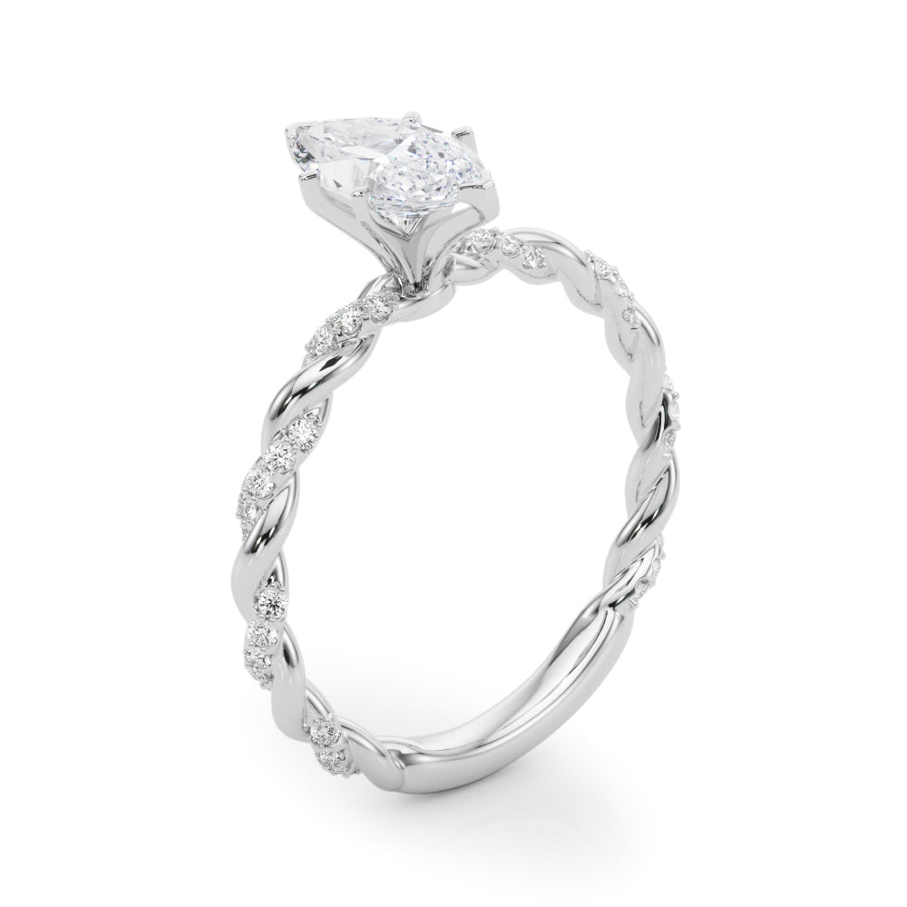 Romantic With Twisted Shank Round Diamond Engagement Ring — 9K/18K Gold & Platinum