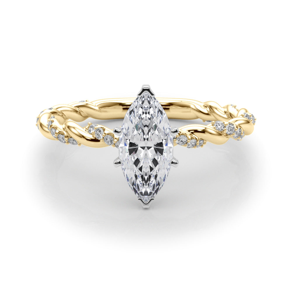 Romantic With Twisted Shank Round Diamond Engagement Ring — 9K/18K Gold & Platinum