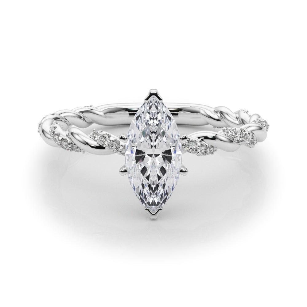 Romantic With Twisted Shank Round Diamond Engagement Ring — 9K/18K Gold & Platinum