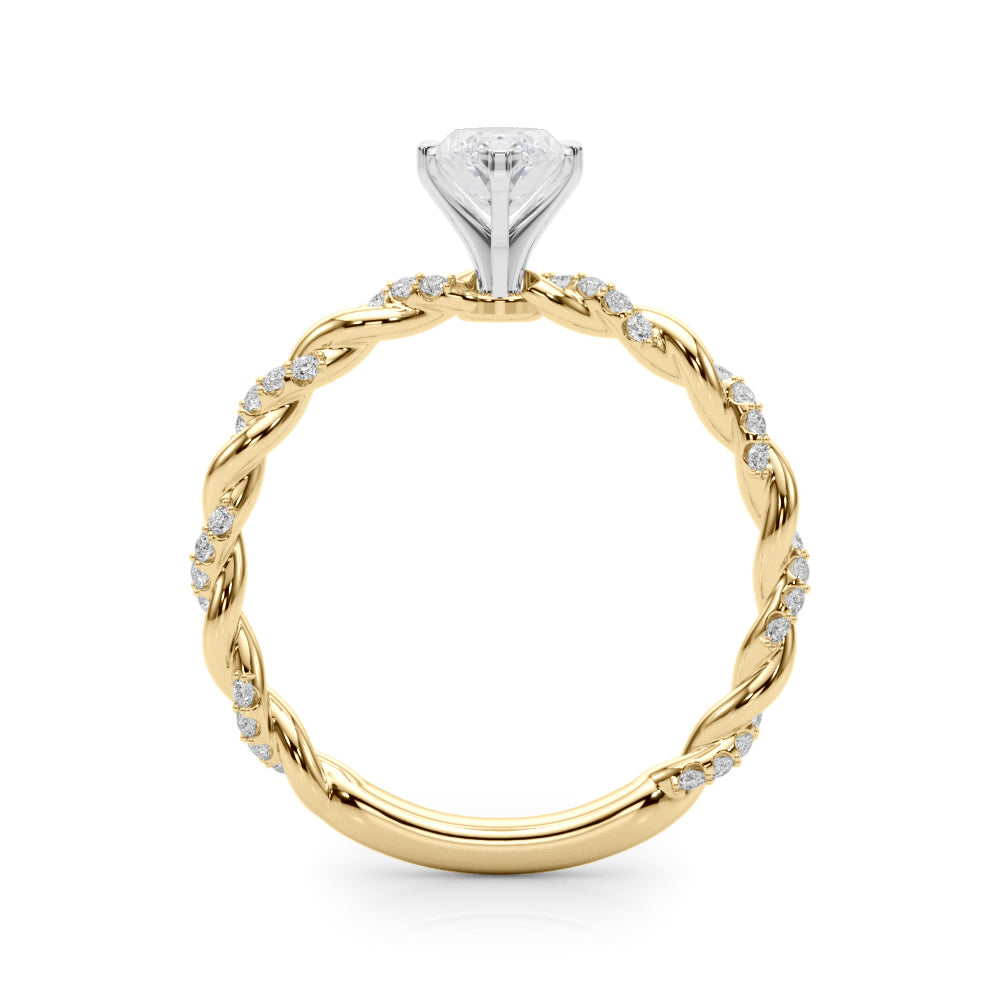 Romantic With Twisted Shank Round Diamond Engagement Ring — 9K/18K Gold & Platinum