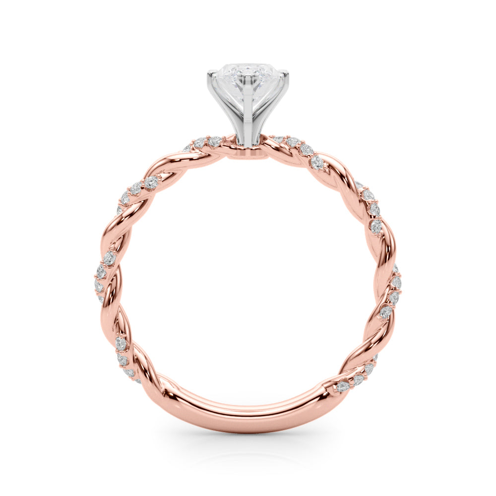 Romantic With Twisted Shank Round Diamond Engagement Ring — 9K/18K Gold & Platinum