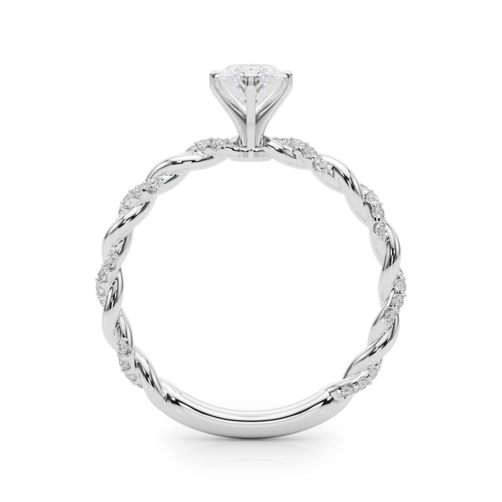 Romantic With Twisted Shank Round Diamond Engagement Ring — 9K/18K Gold & Platinum