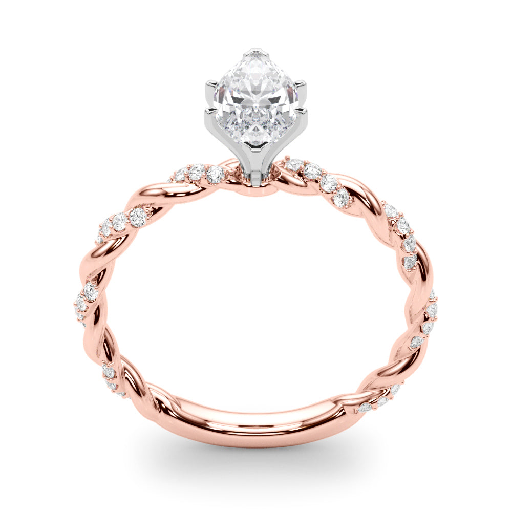 Romantic With Twisted Shank Round Diamond Engagement Ring — 9K/18K Gold & Platinum