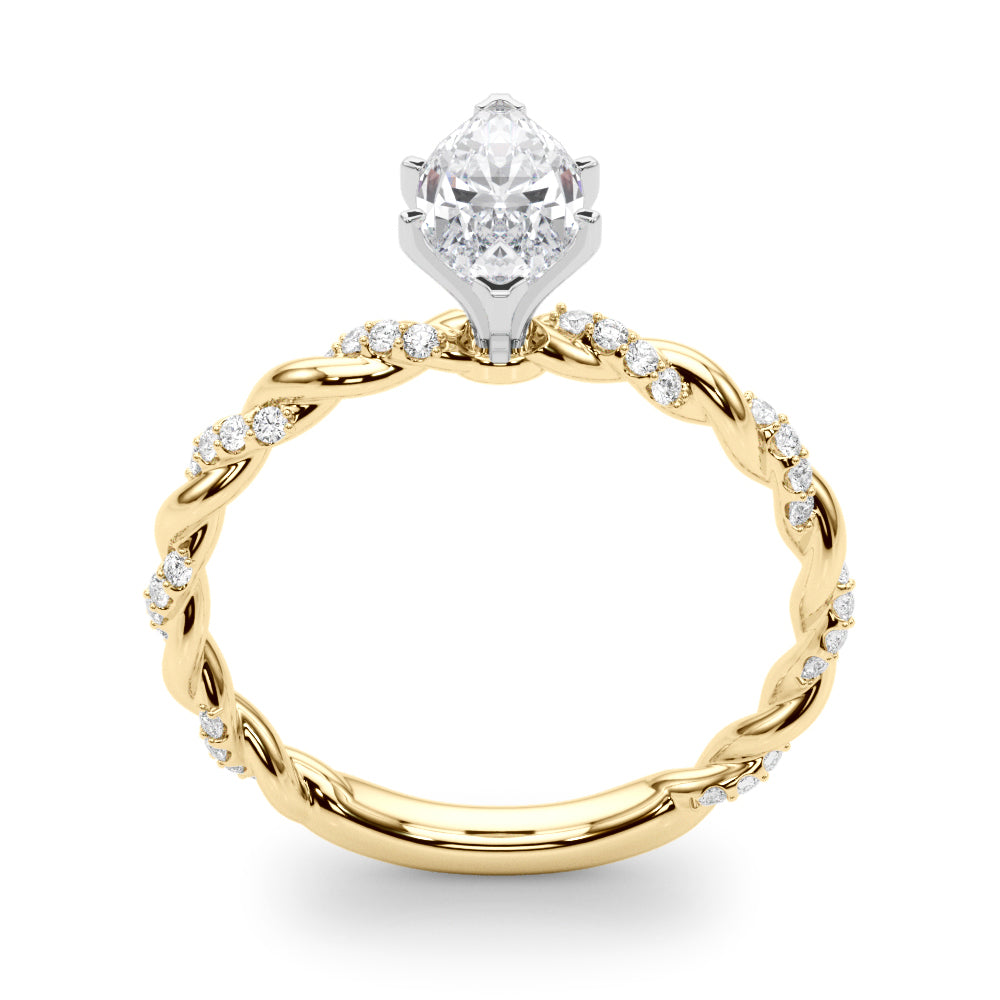 Romantic With Twisted Shank Round Diamond Engagement Ring — 9K/18K Gold & Platinum