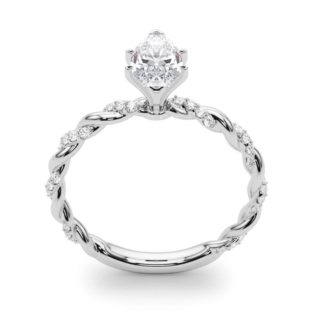 Romantic With Twisted Shank Round Diamond Engagement Ring — 9K/18K Gold & Platinum