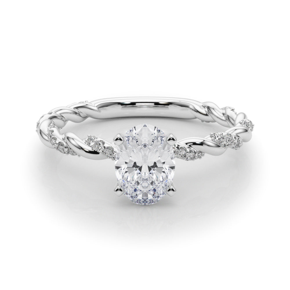 Romantic With Twisted Shank Round Diamond Engagement Ring — 9K/18K Gold & Platinum