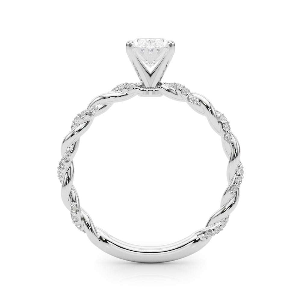 Romantic With Twisted Shank Round Diamond Engagement Ring — 9K/18K Gold & Platinum