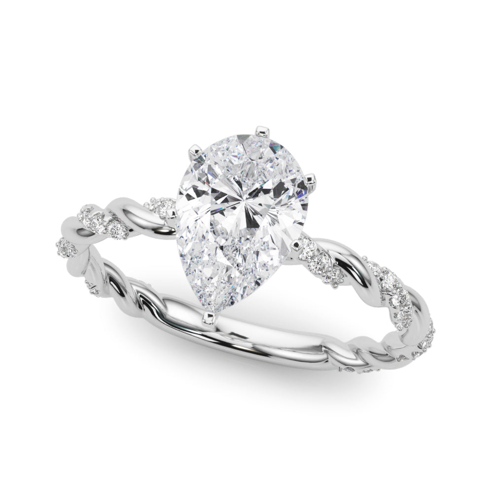 Romantic With Twisted Shank Round Diamond Engagement Ring — 9K/18K Gold & Platinum