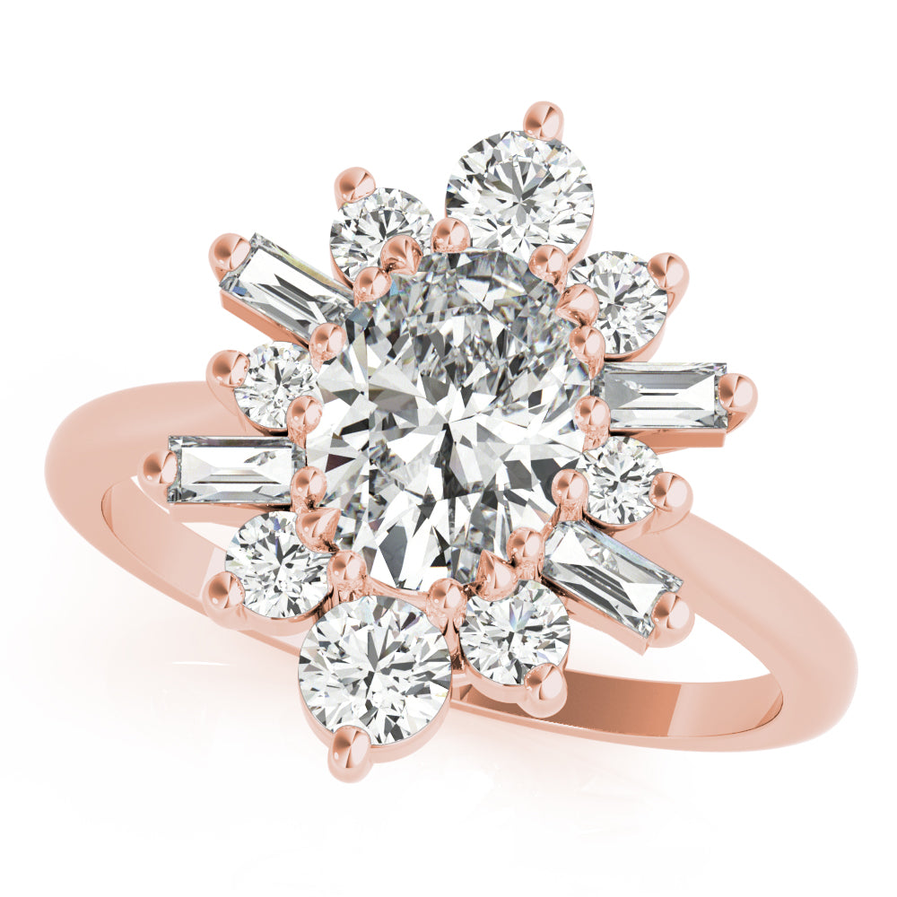 Statement Fashion Ring Oval Diamond Engagement Ring — 9K/18K Gold & Platinum