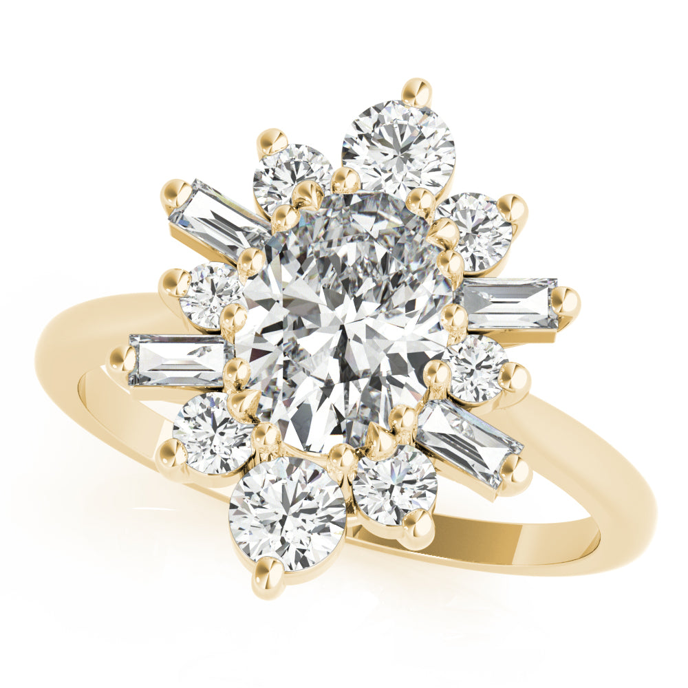 Statement Fashion Ring Oval Diamond Engagement Ring — 9K/18K Gold & Platinum