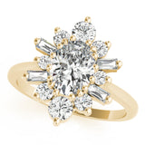 Statement Fashion Ring Oval Diamond Engagement Ring — 9K/18K Gold & Platinum