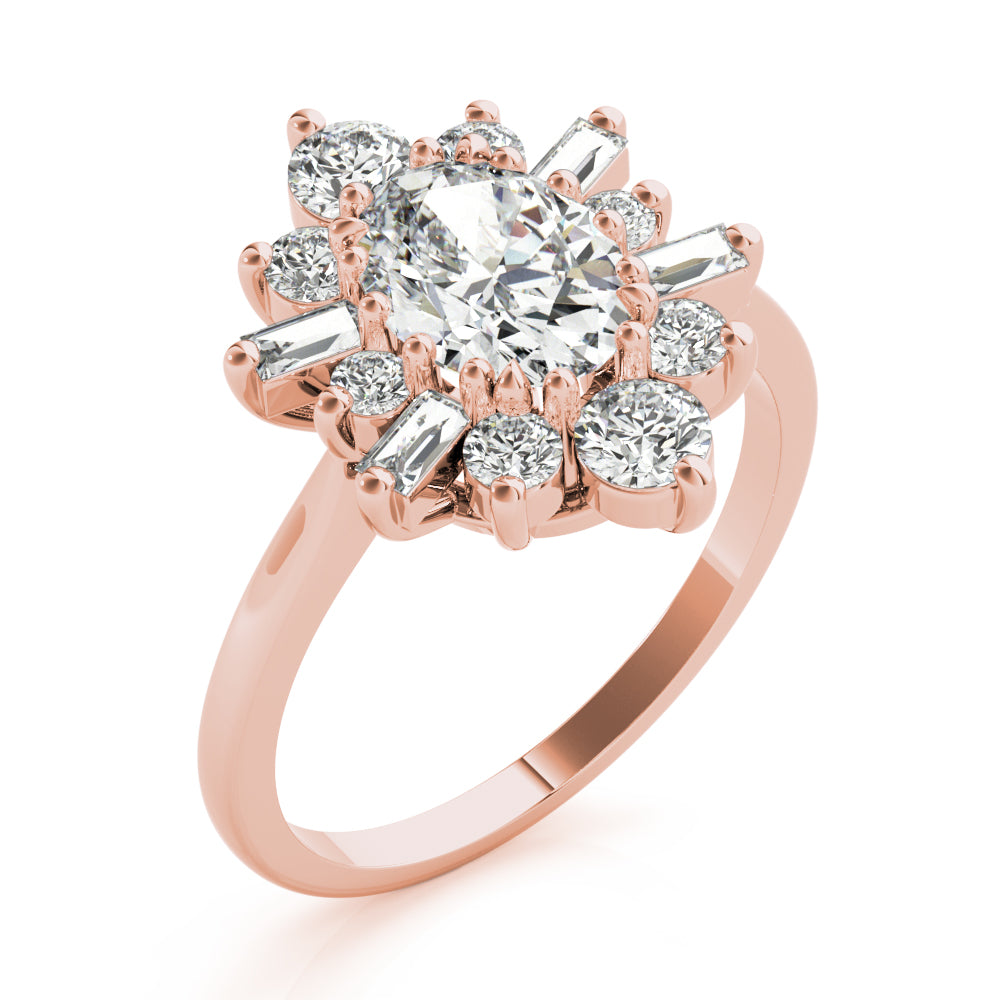 Statement Fashion Ring Oval Diamond Engagement Ring — 9K/18K Gold & Platinum