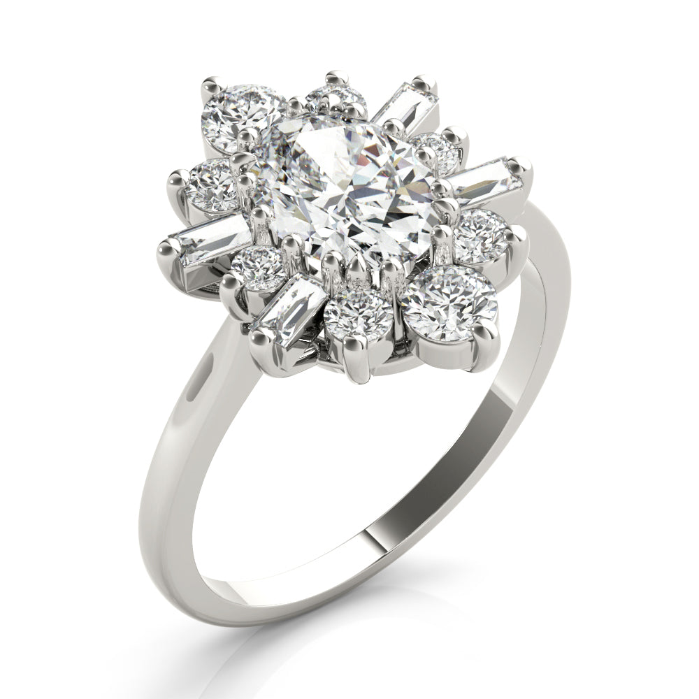 Statement Fashion Ring Oval Diamond Engagement Ring — 9K/18K Gold & Platinum