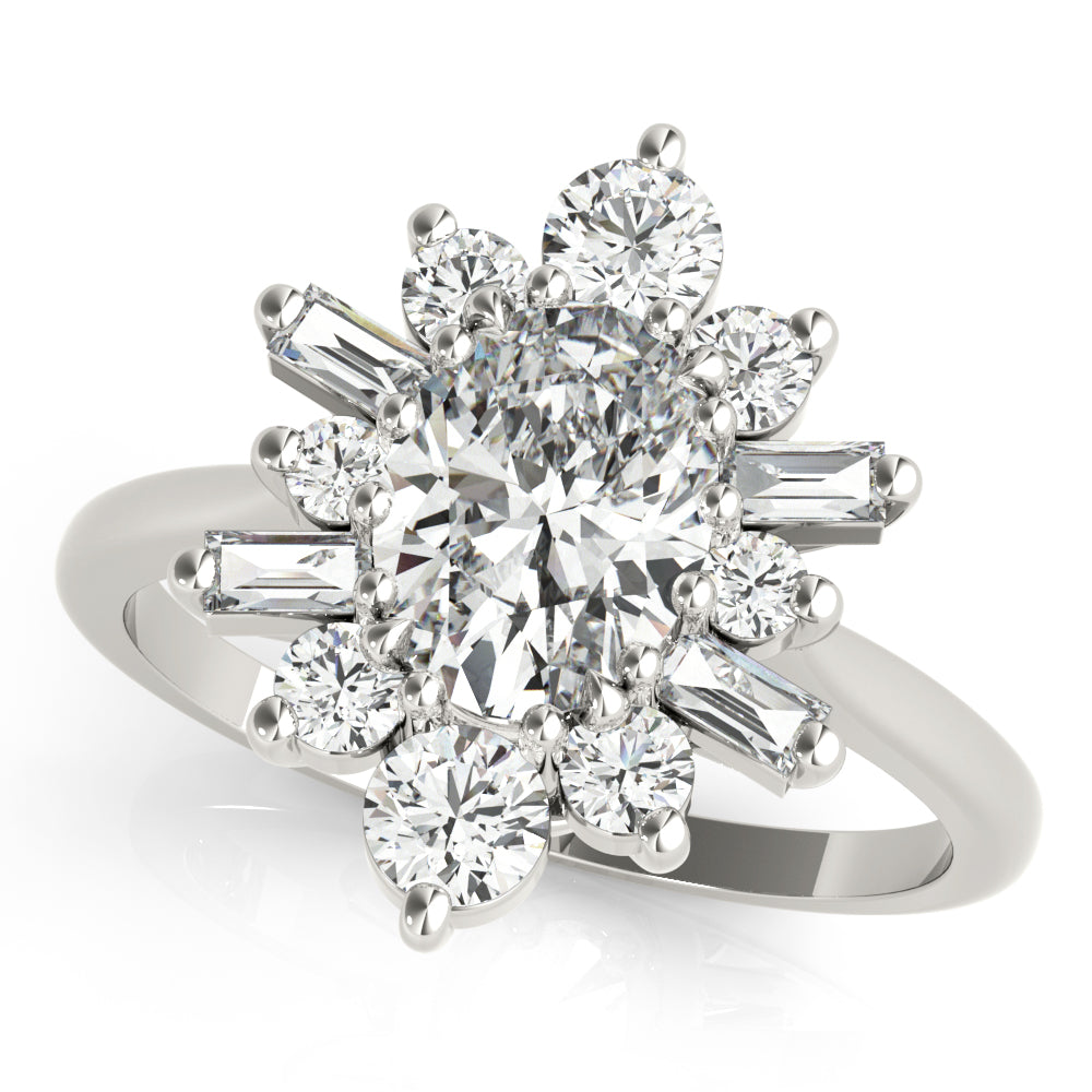 Statement Fashion Ring Oval Diamond Engagement Ring — 9K/18K Gold & Platinum