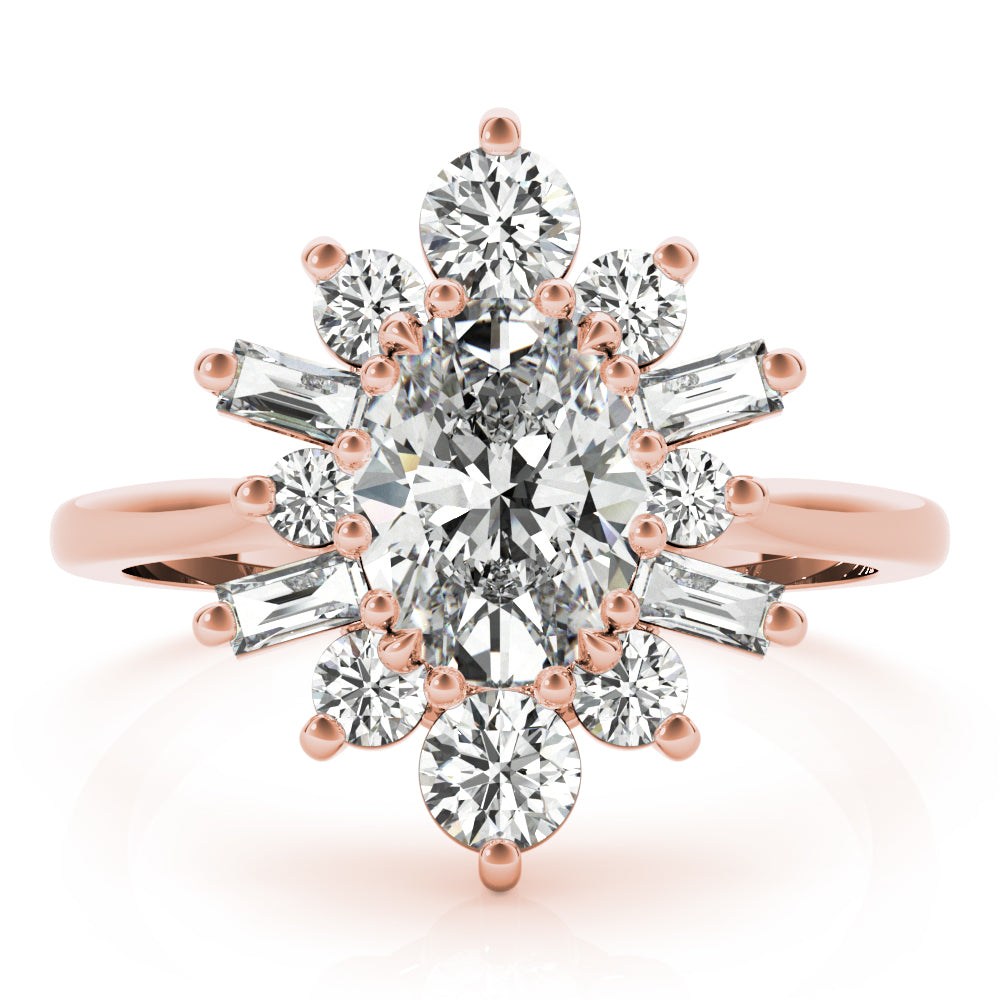 Statement Fashion Ring Oval Diamond Engagement Ring — 9K/18K Gold & Platinum