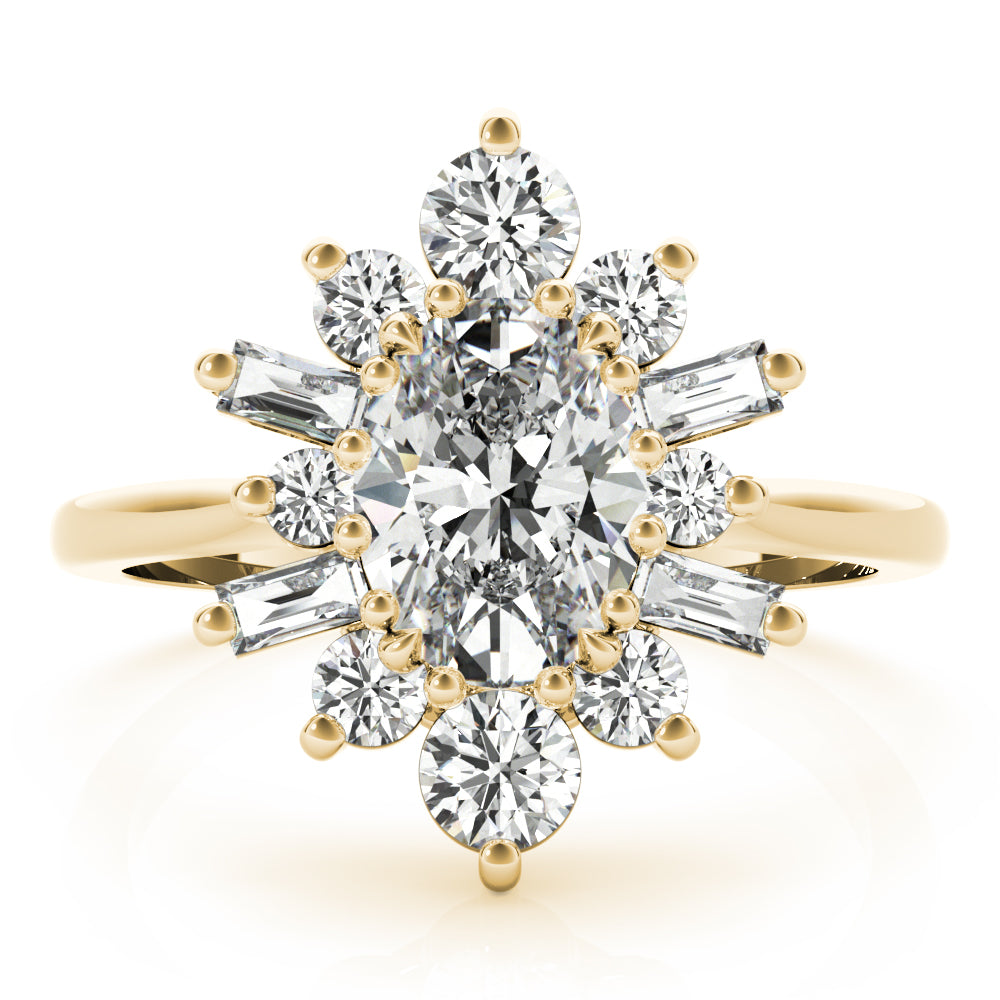 Statement Fashion Ring Oval Diamond Engagement Ring — 9K/18K Gold & Platinum