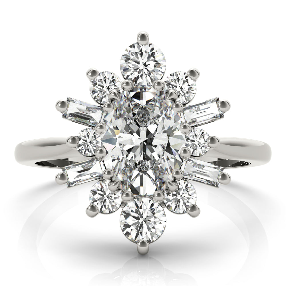 Statement Fashion Ring Oval Diamond Engagement Ring — 9K/18K Gold & Platinum