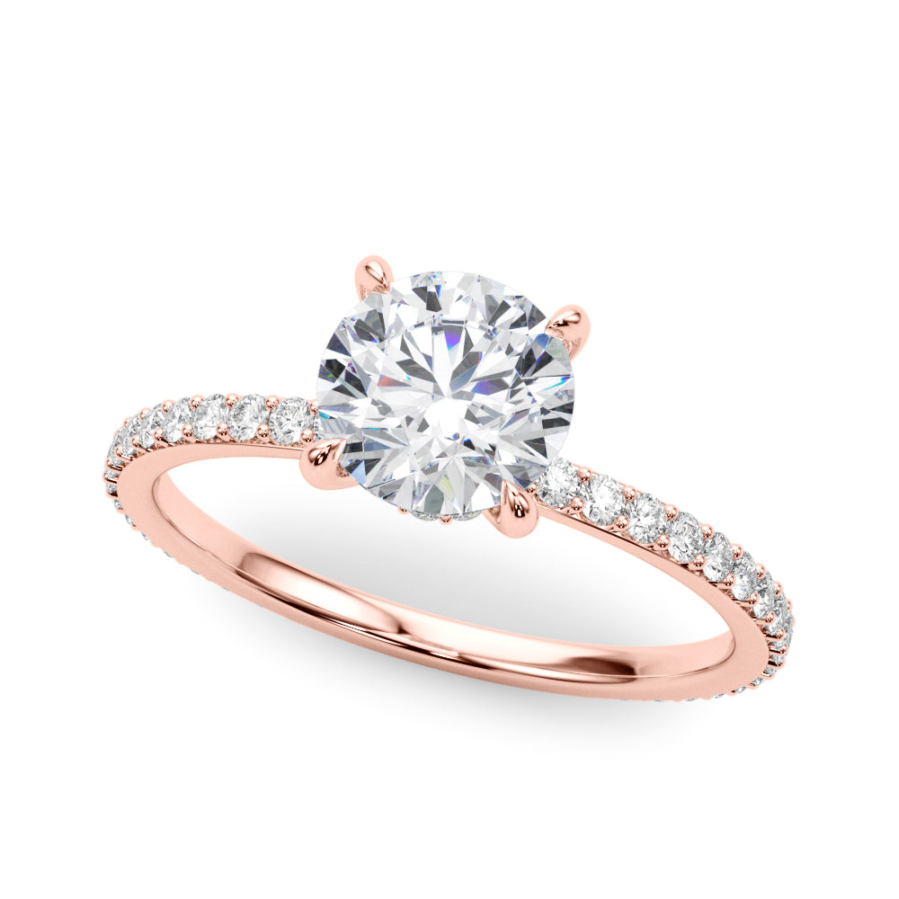 Lustrous Hidden Halo Engagement Ring Round Diamond Engagement Ring — 9K/18K Gold & Platinum