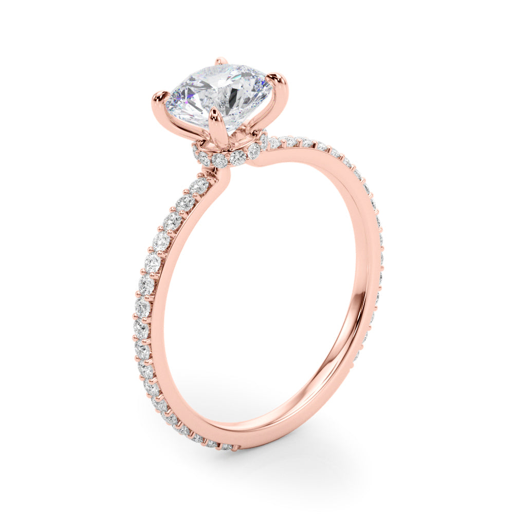 Lustrous Hidden Halo Engagement Ring Round Diamond Engagement Ring — 9K/18K Gold & Platinum