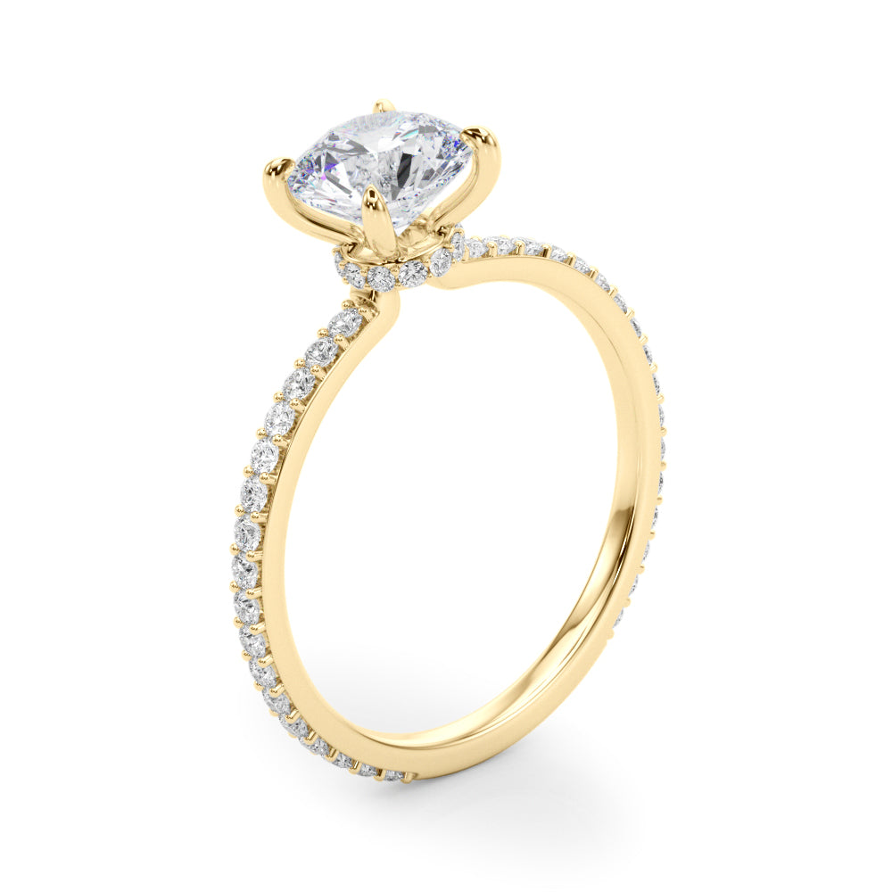 Lustrous Hidden Halo Engagement Ring Round Diamond Engagement Ring — 9K/18K Gold & Platinum