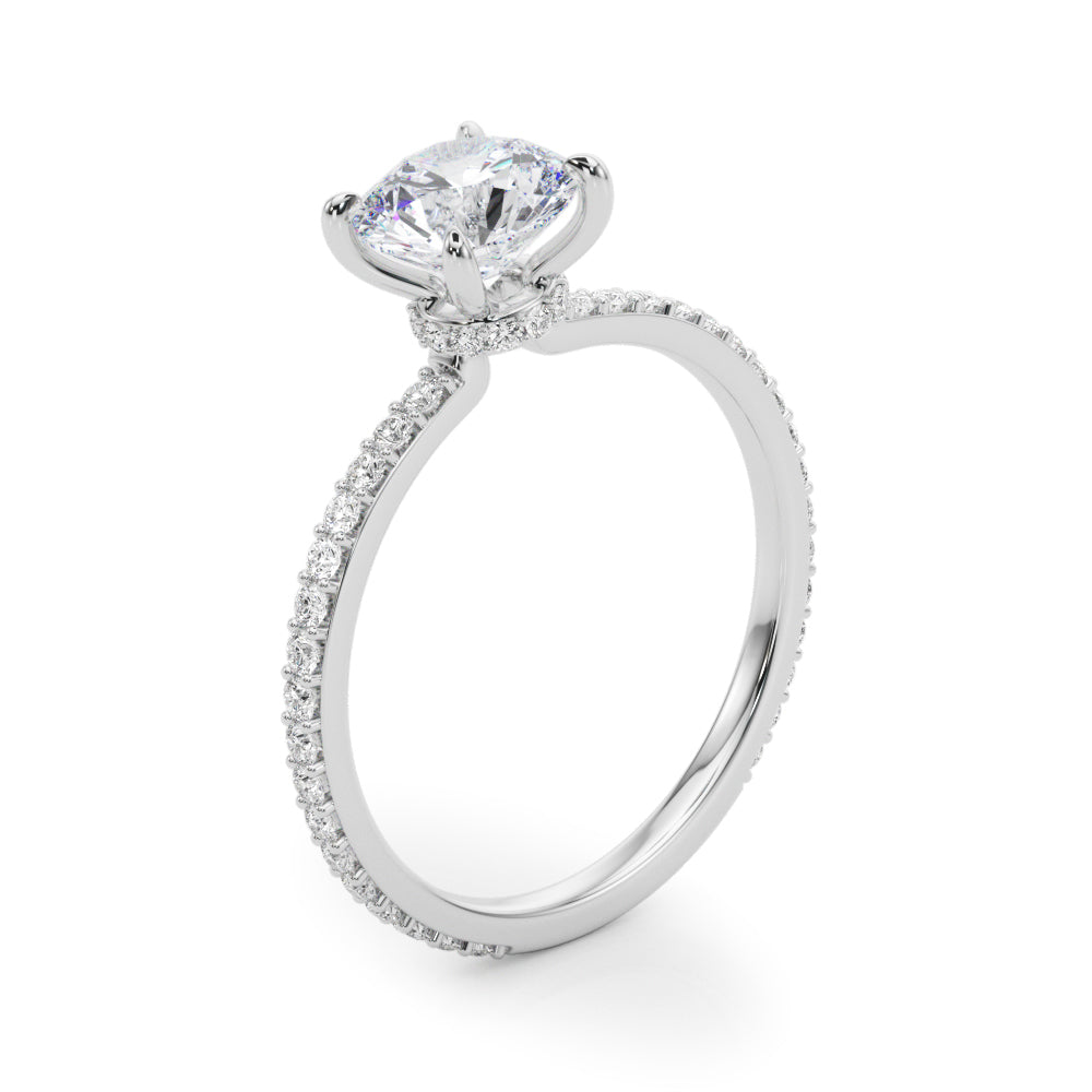 Lustrous Hidden Halo Engagement Ring Round Diamond Engagement Ring — 9K/18K Gold & Platinum