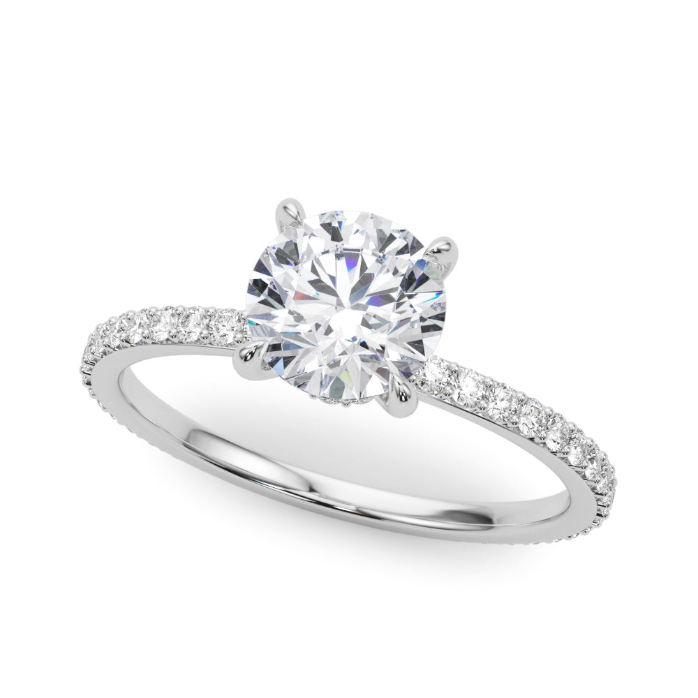 Lustrous Hidden Halo Engagement Ring Round Diamond Engagement Ring — 9K/18K Gold & Platinum