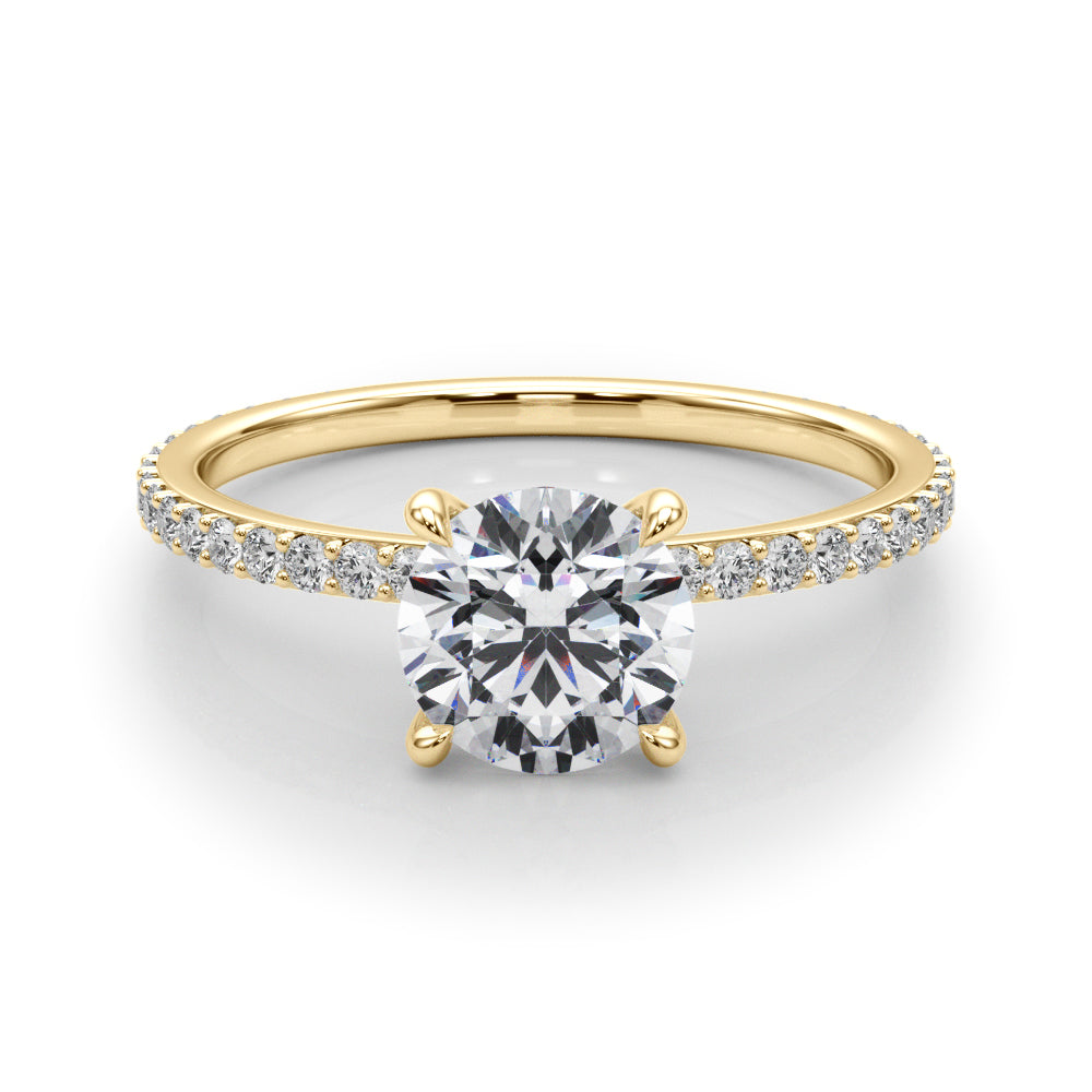 Lustrous Hidden Halo Engagement Ring Round Diamond Engagement Ring — 9K/18K Gold & Platinum
