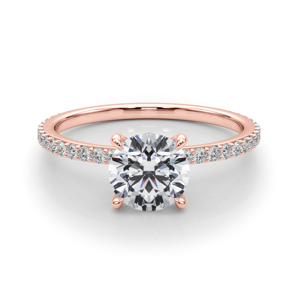 Lustrous Hidden Halo Engagement Ring Round Diamond Engagement Ring — 9K/18K Gold & Platinum