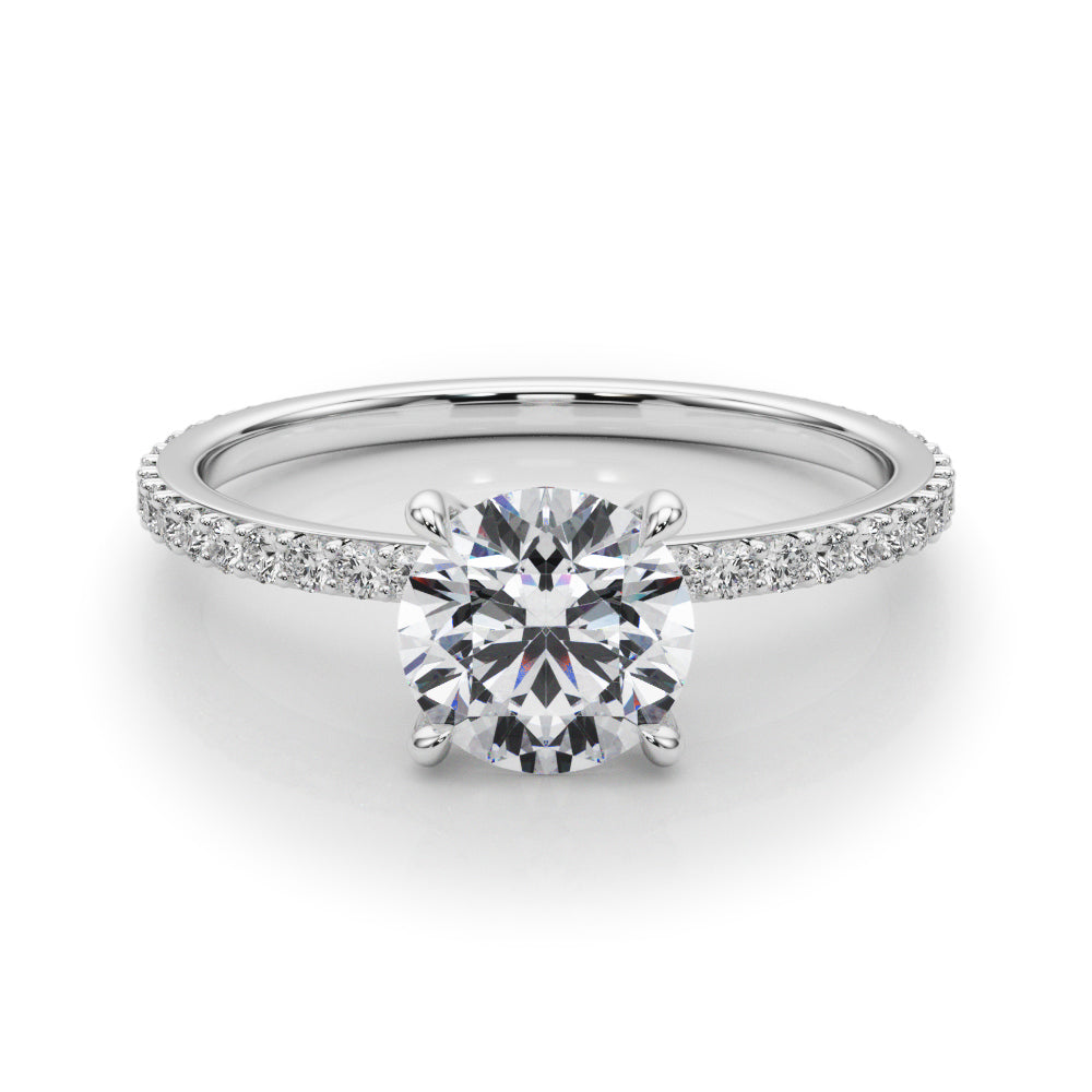 Lustrous Hidden Halo Engagement Ring Round Diamond Engagement Ring — 9K/18K Gold & Platinum
