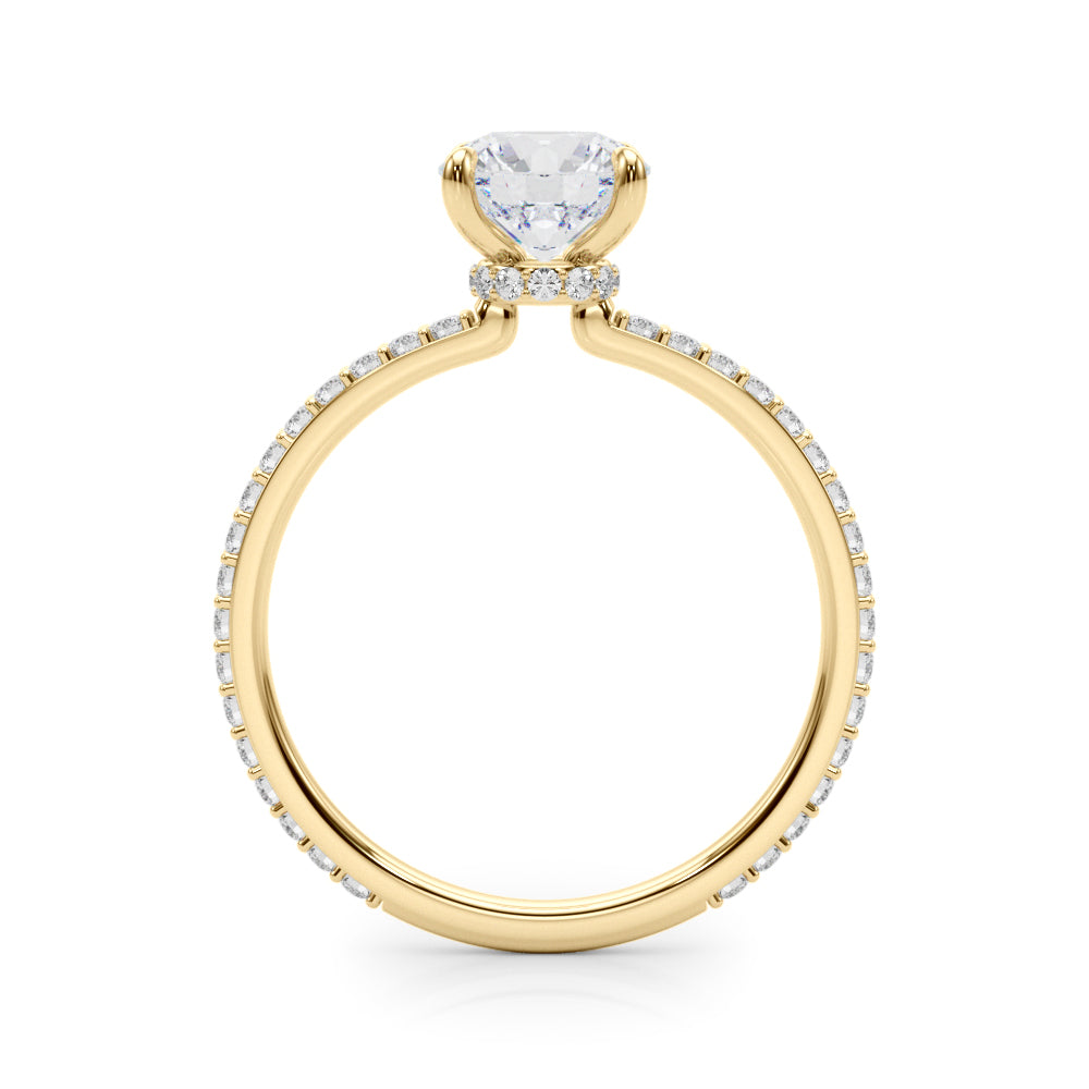 Lustrous Hidden Halo Engagement Ring Round Diamond Engagement Ring — 9K/18K Gold & Platinum