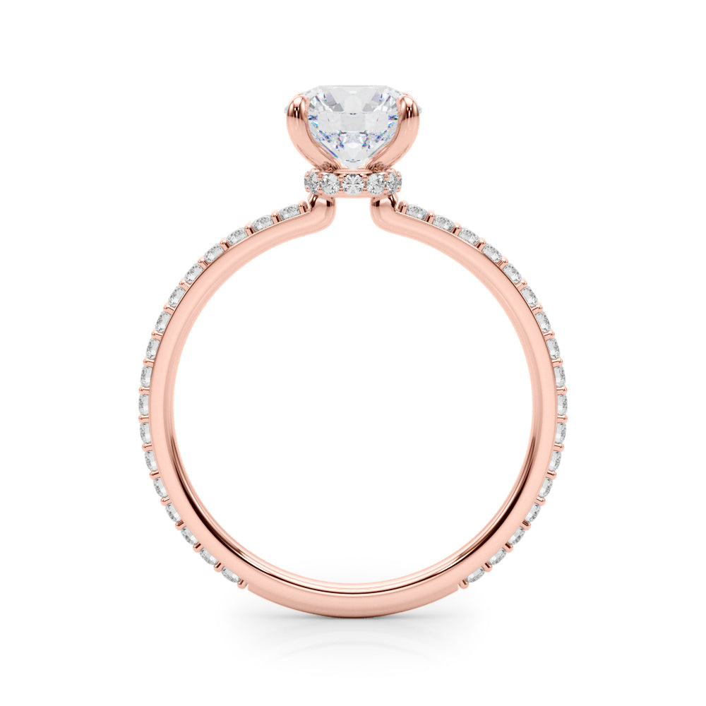 Lustrous Hidden Halo Engagement Ring Round Diamond Engagement Ring — 9K/18K Gold & Platinum