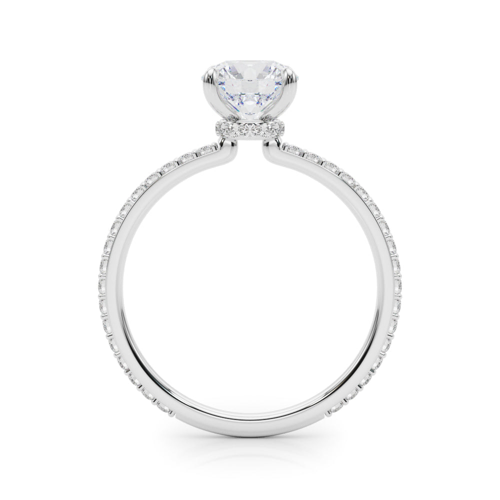 Lustrous Hidden Halo Engagement Ring Round Diamond Engagement Ring — 9K/18K Gold & Platinum