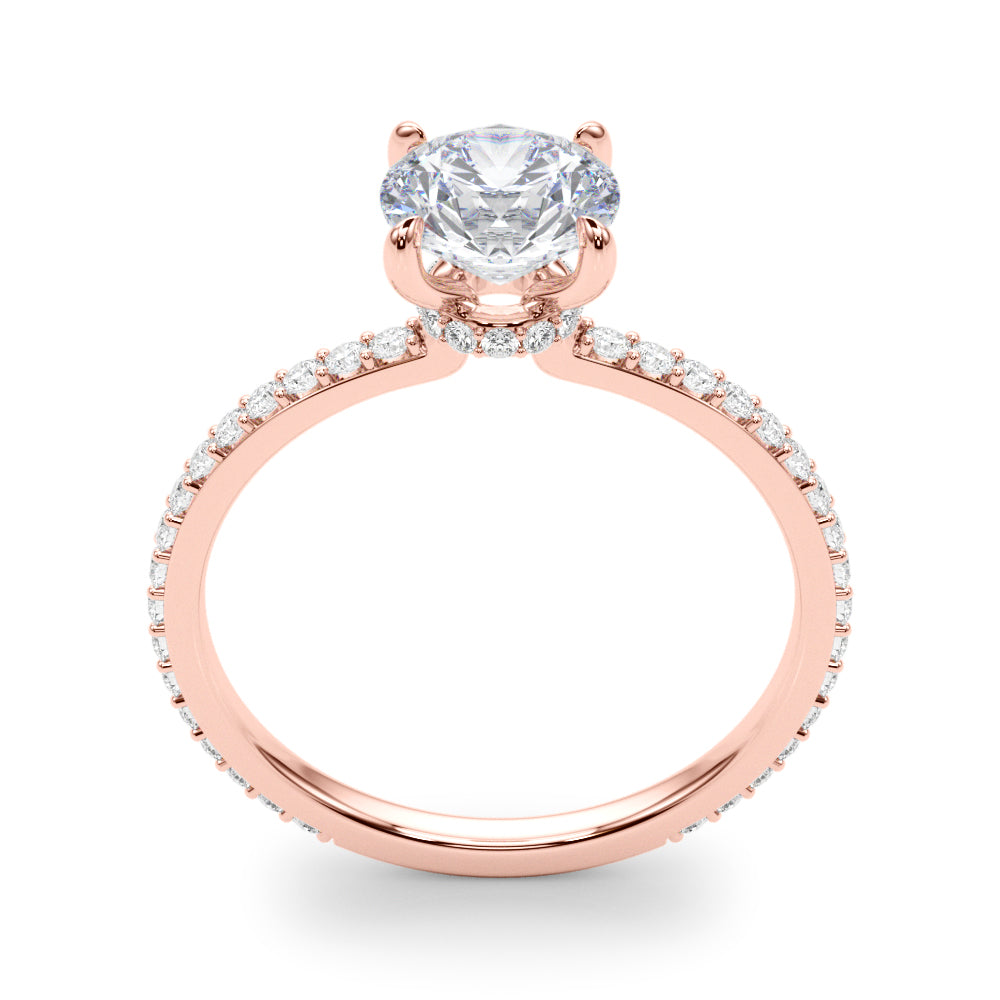 Lustrous Hidden Halo Engagement Ring Round Diamond Engagement Ring — 9K/18K Gold & Platinum