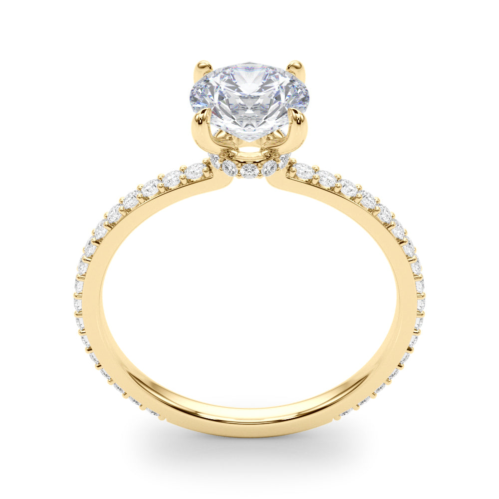 Lustrous Hidden Halo Engagement Ring Round Diamond Engagement Ring — 9K/18K Gold & Platinum