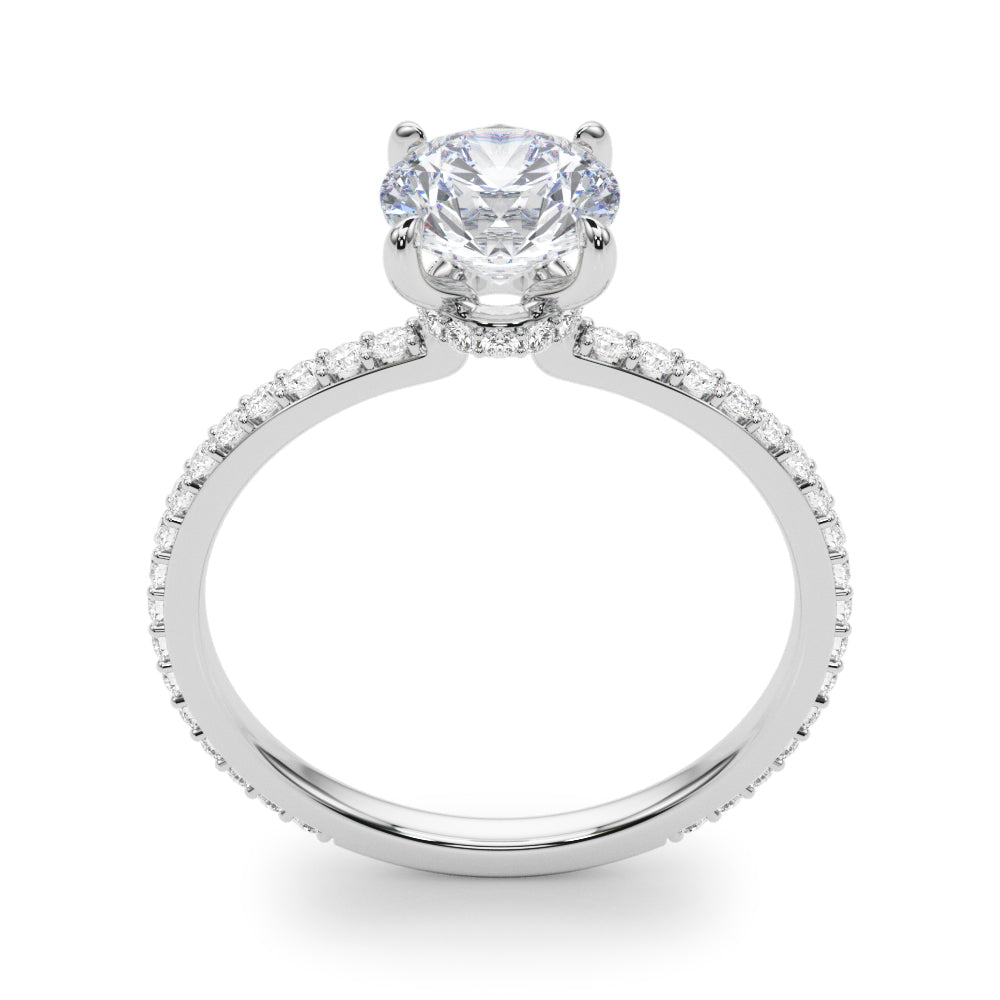 Lustrous Hidden Halo Engagement Ring Round Diamond Engagement Ring — 9K/18K Gold & Platinum