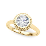 Celestial Bezel Solitaire Round Diamond Engagement Ring — 9K/18K Gold & Platinum
