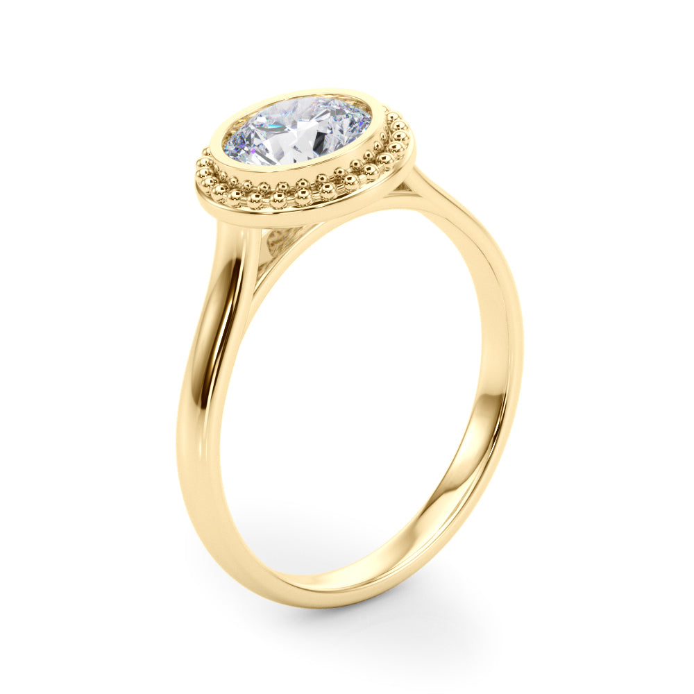 Celestial Bezel Solitaire Round Diamond Engagement Ring — 9K/18K Gold & Platinum