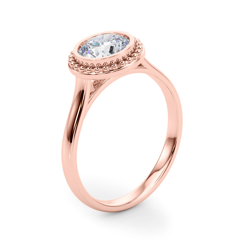 Celestial Bezel Solitaire Round Diamond Engagement Ring — 9K/18K Gold & Platinum