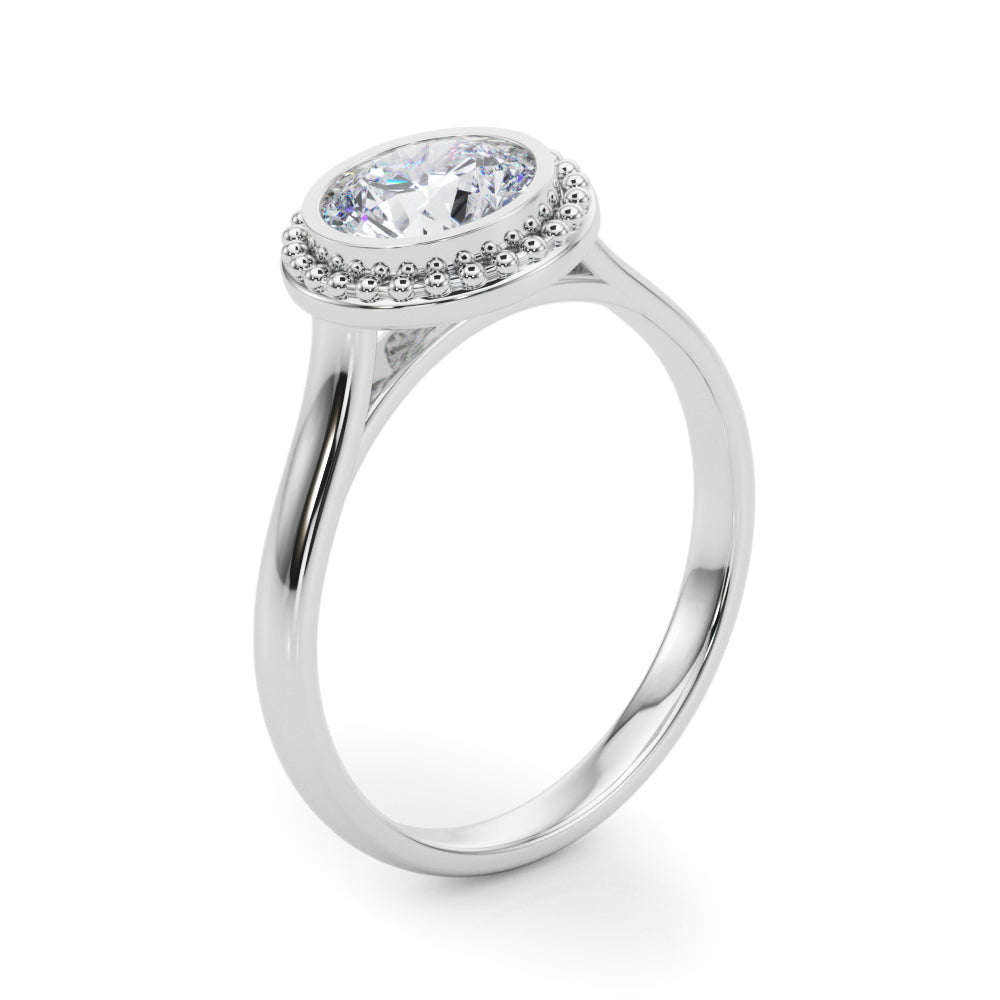 Celestial Bezel Solitaire Round Diamond Engagement Ring — 9K/18K Gold & Platinum