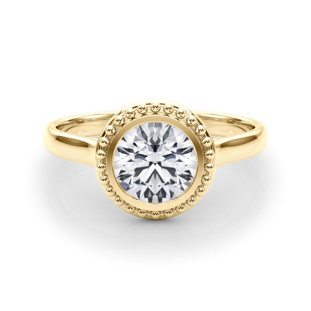 Celestial Bezel Solitaire Round Diamond Engagement Ring — 9K/18K Gold & Platinum