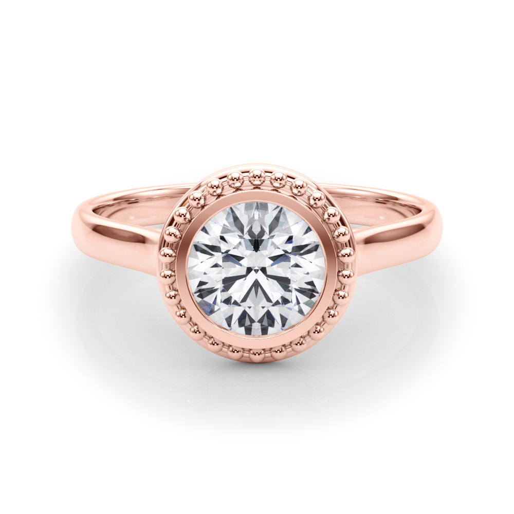 Celestial Bezel Solitaire Round Diamond Engagement Ring — 9K/18K Gold & Platinum