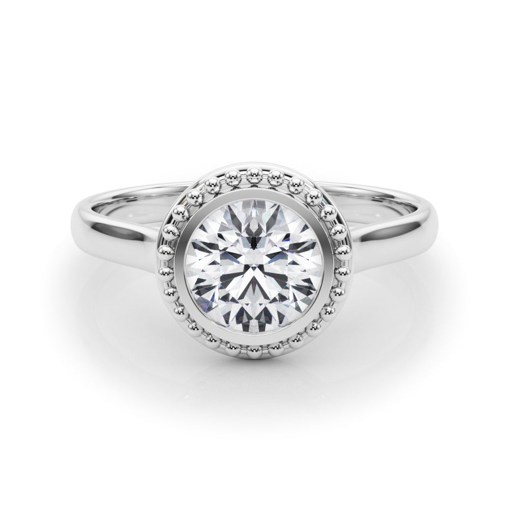 Celestial Bezel Solitaire Round Diamond Engagement Ring — 9K/18K Gold & Platinum