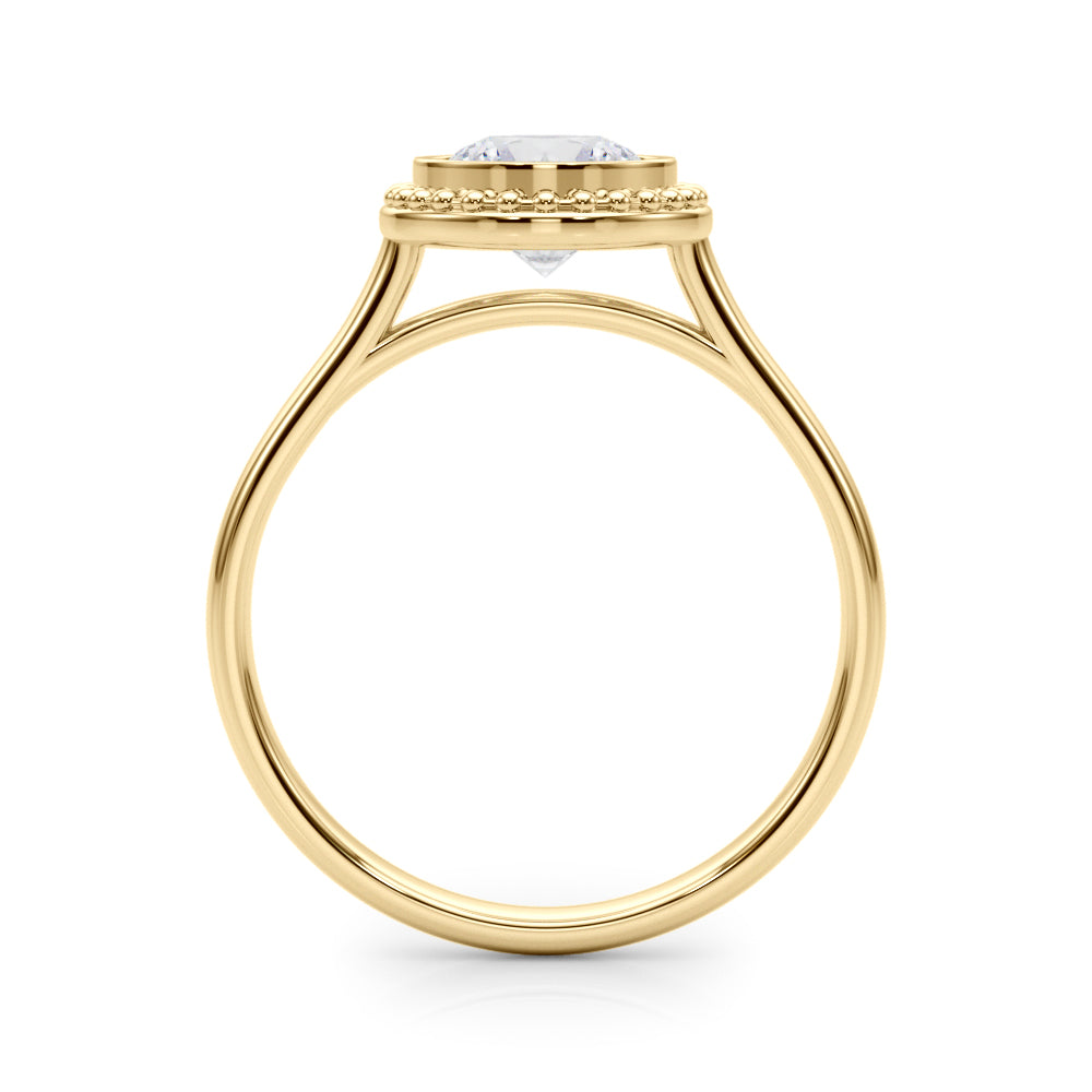 Celestial Bezel Solitaire Round Diamond Engagement Ring — 9K/18K Gold & Platinum
